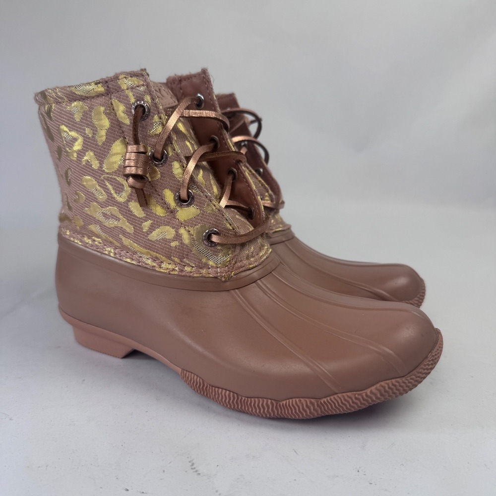 Sperry Women's 6 Saltwater Rose Pink Duck Boots Rain Waterproof EUC